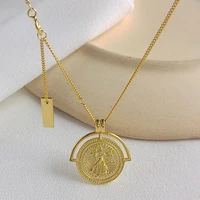 

925 Silver European American New Style Gold Round Coins Pendant Choker Necklace India Jewelry