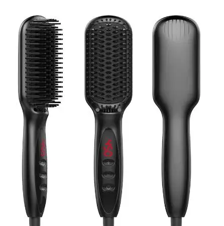 

Drop ship 2.0 Curly Straightener Beard Anti Static LED quick dryer and styler straightening hair brush, Black
