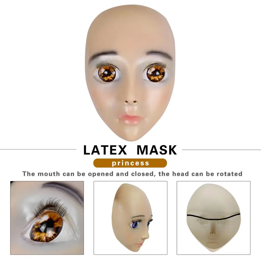 
Molezu Cospaly Costume Sexy Beauty Girl Full Face Mask Cute Realistic Latex Barbie Doll Party Masks OEM Manufacturer 