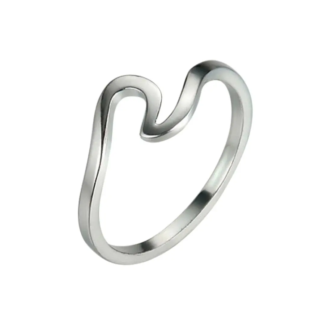 Hemlock Women Girls Wave Ring Jewelry Rose Gold Rings Valentine's Rings Birthday Gift Rings (9, Silver)