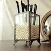 Gold Mirror Glass and Brass Vintage Makeup Pencil Brush Organizer Handmade Cosmetic Holder Storage with no Pearls