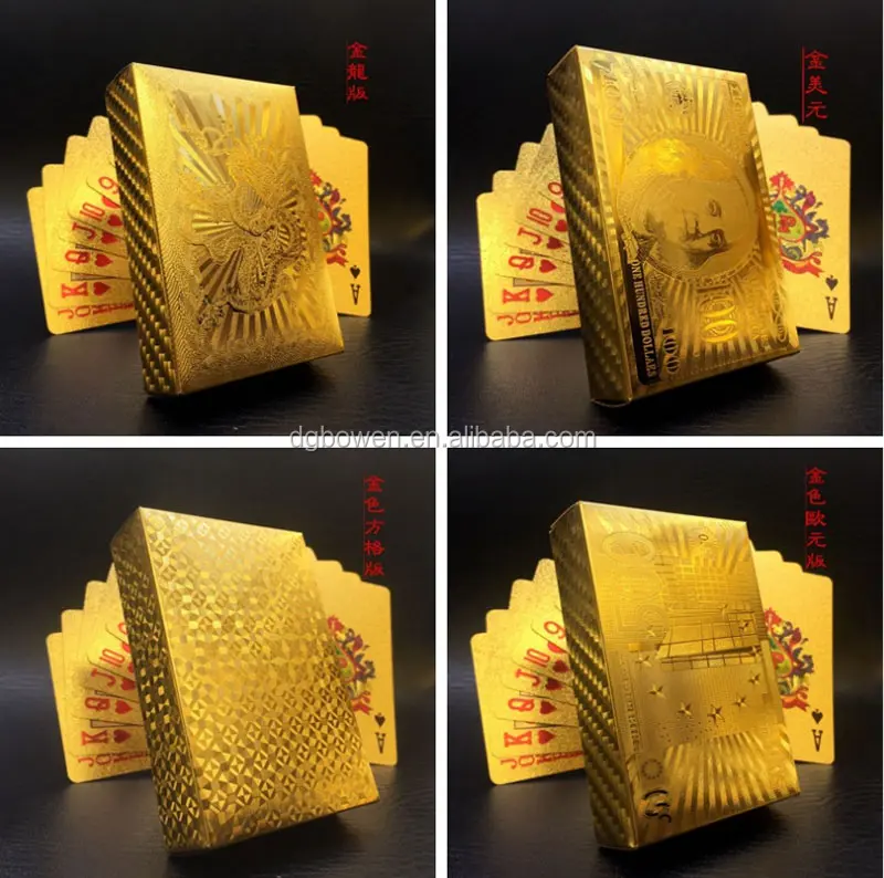 Golden Playing Cards Deck Gold Foil Poker Set Magic Card Luxury 24k ...