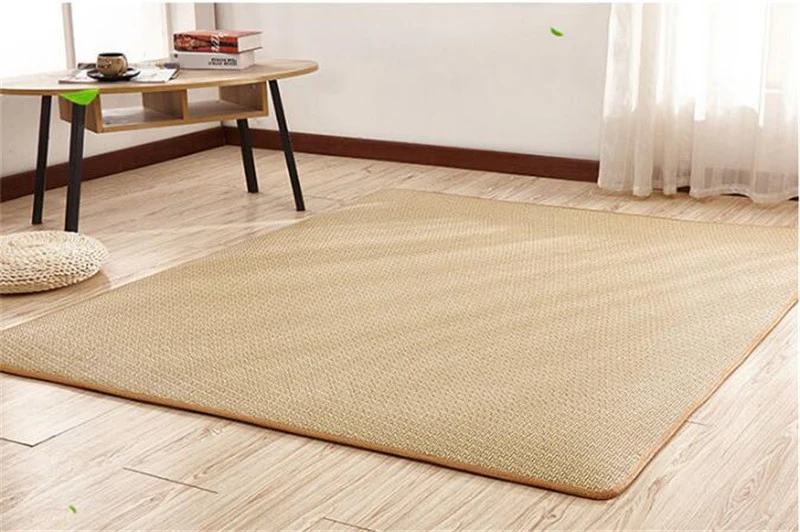 Weave Straw Mat Rattan Bamboo Weave Non-slip Rugs Wooden Floor Protect