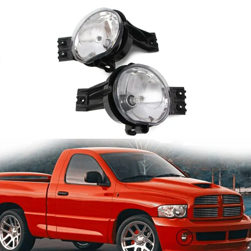 

A Pair Clear Fog Lights Driving Bumper Lamps For 02-08 Dodge Ram 1500 2500 3500 Pickup