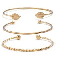

custom charm gold bangles men's jewelry 3pcs leaf women sets bangles in bulk bracelet set cuff bracelets for women
