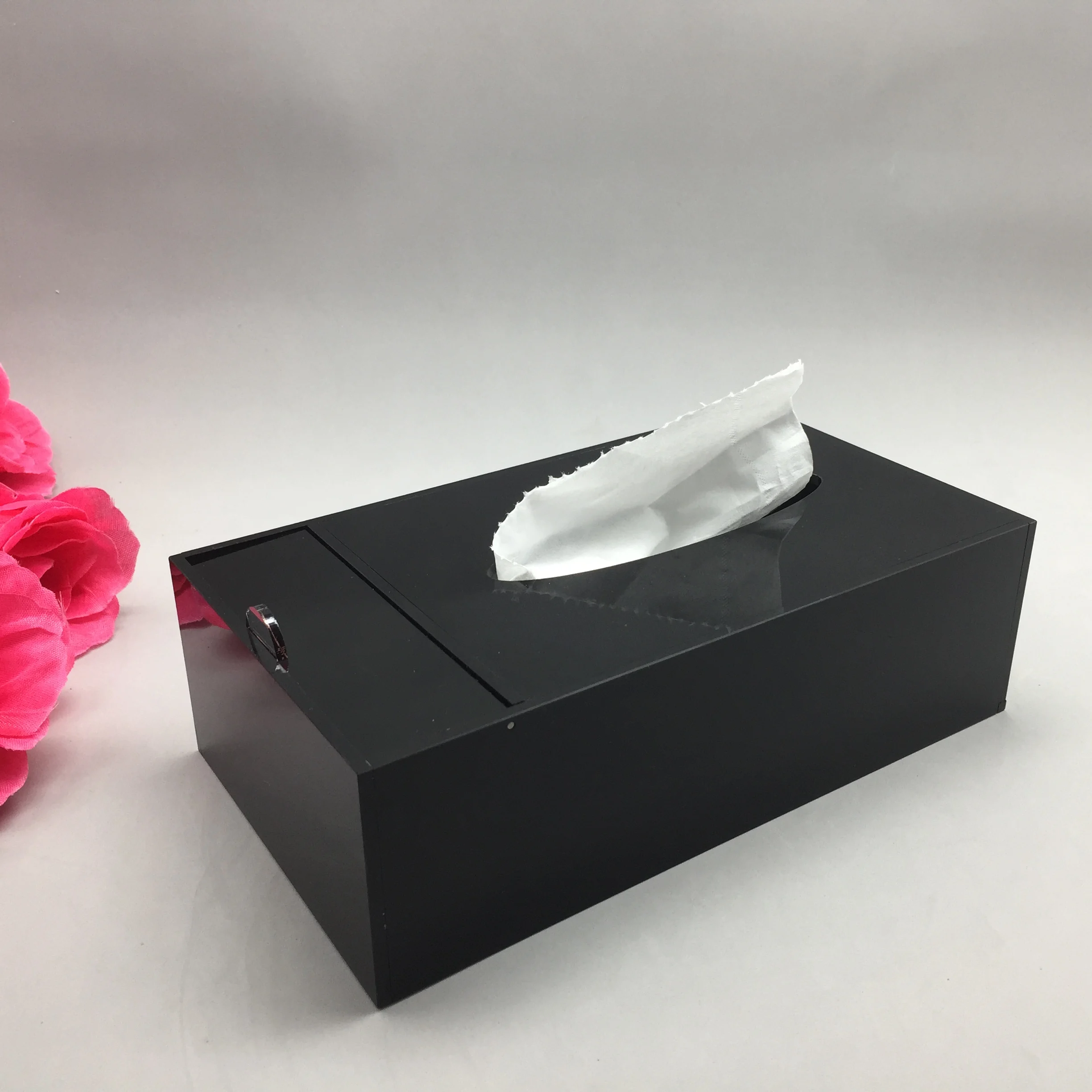 

Modern Black Acrylic napkin holder with divider, Clear,black