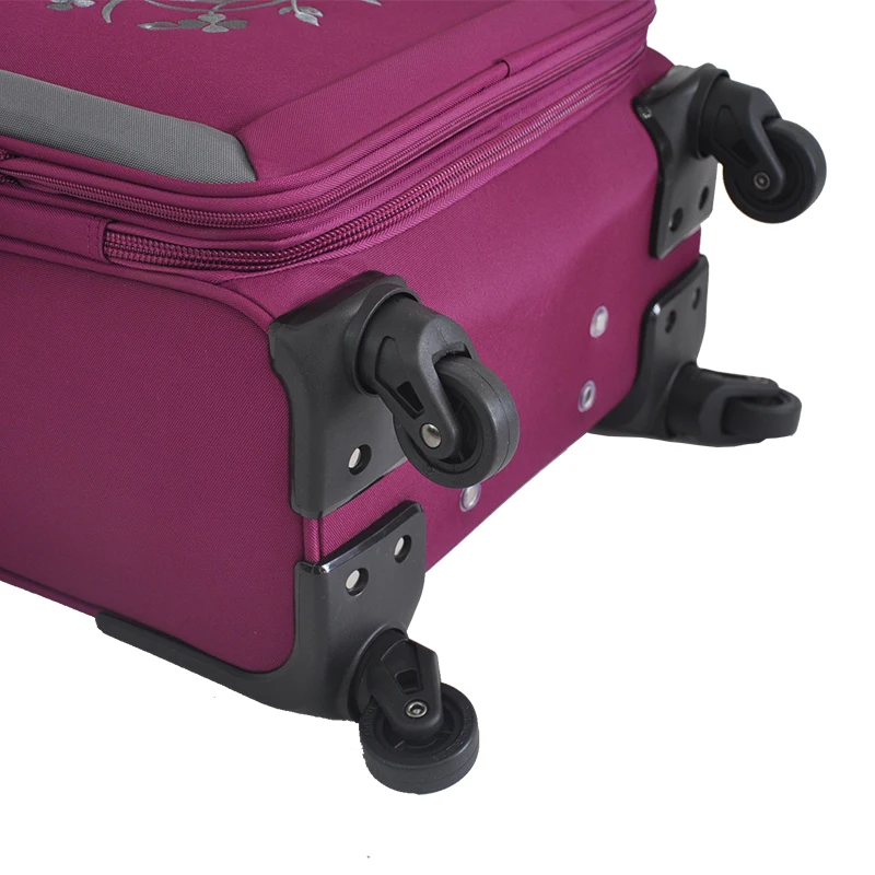 4pcs Set Spinner Wheels Embroidery Soft Luggage Cheap Novelty Suitcases