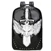 2018 new design 3D men silicone war wolf backpack PU travel waterproof laptop trendy rivet backpack