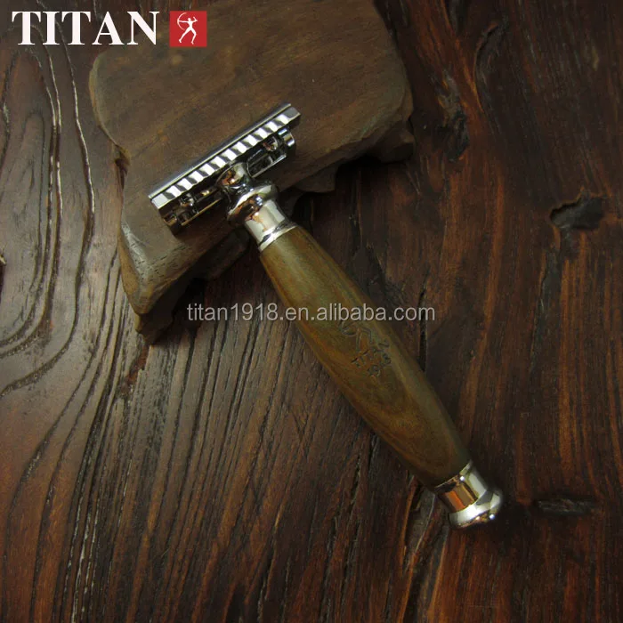 

safety razor with green sandal wooden handle ,disposable safety raozr barber razor wood