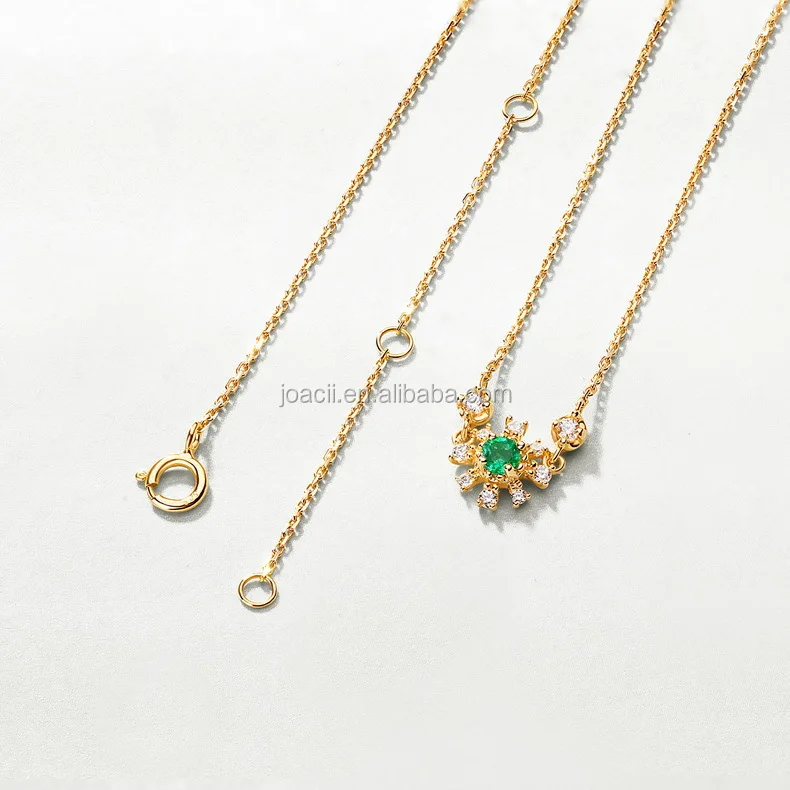 Joacii Flower Design AAA Zircon Setting Emerald S925 Silver Necklace