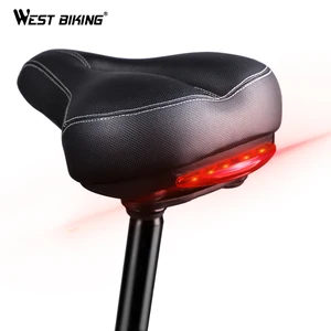WEST BIKING Bike Saddle Memory Foam Padded Leather Bicycle Seat Cushion With Taillight Waterproof Mountain Bicycle Saddle