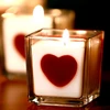 Glass cup valentine's day heart embed candle