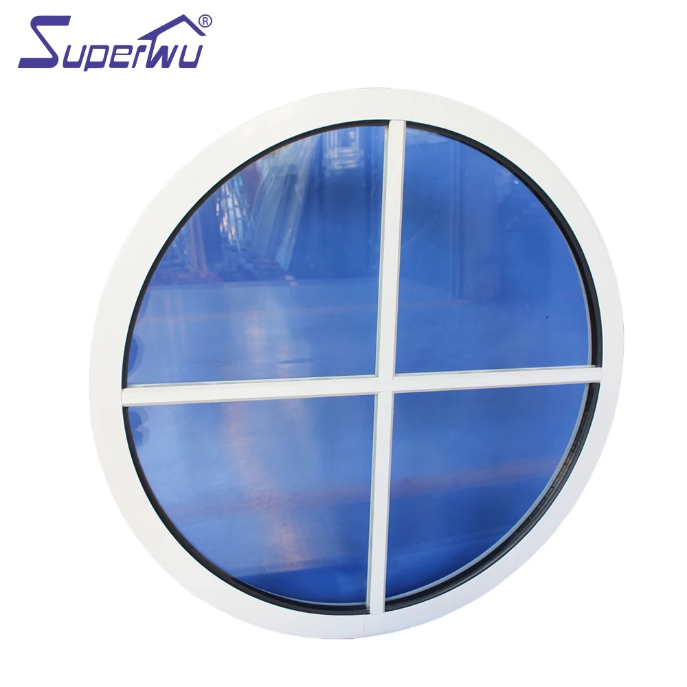 Customized size diy install round open arch fixed window with grills design