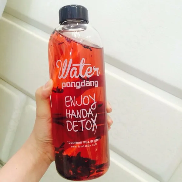 

Fat glass bottle for water borosilicate OEM logo and packing box water bottle for outdoor