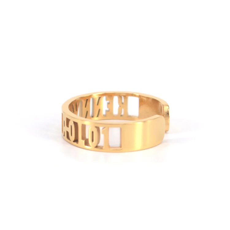 Dropshipping Stainless Steel 18k Gold Custom Personalized Name Ring