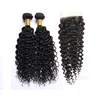Virgin Malaysian Hair Water Wave Wet And Wavy Curls Weave Brazilian Human Hair Bundles With Closure
