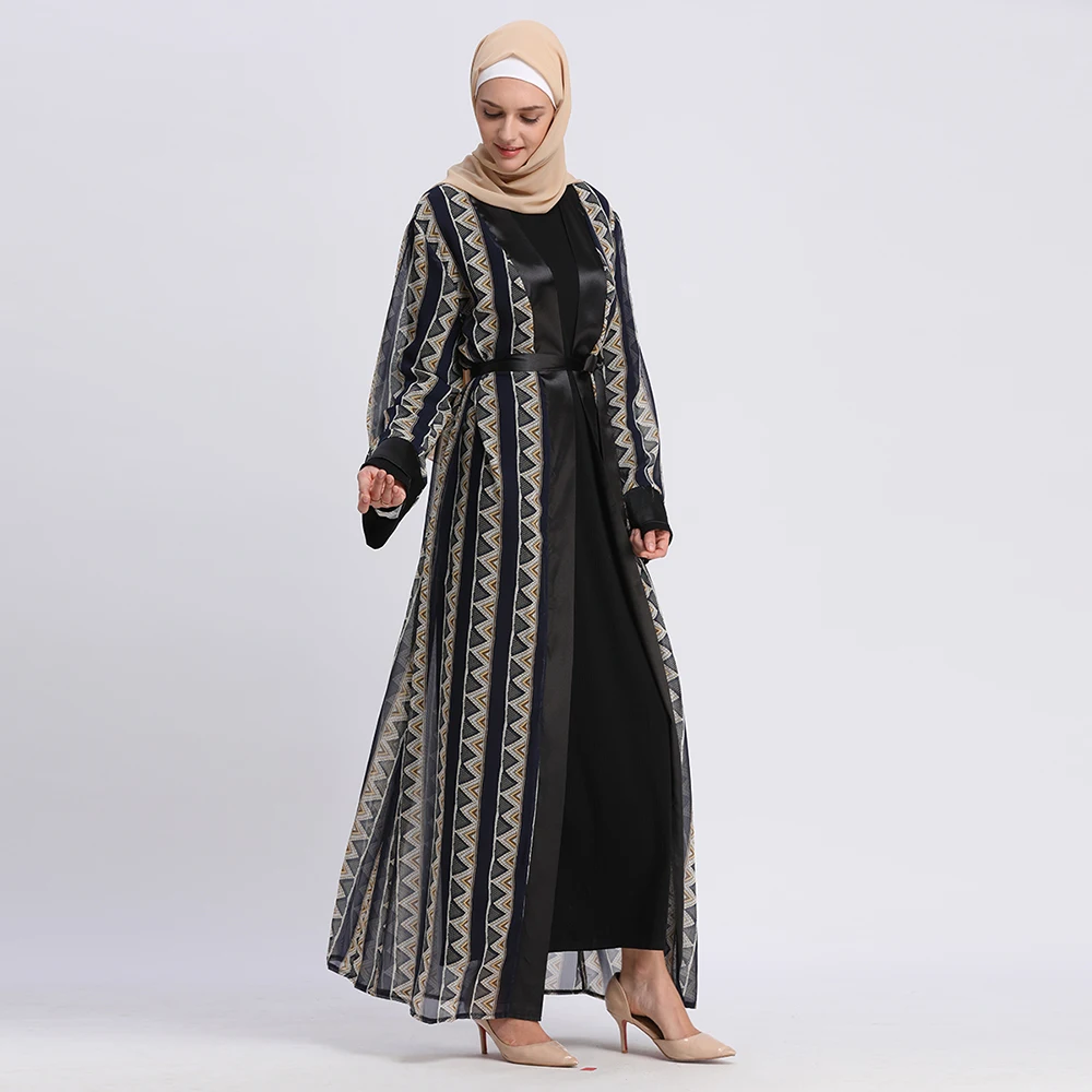 

2019 new arrival model in dubai soft chiffon kaftan muslim abaya, As pic