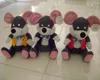 35cm promotional customized stuffed 3-colour plush mouse(mice) wild animal toy with striped undershirt&sandwich bread
