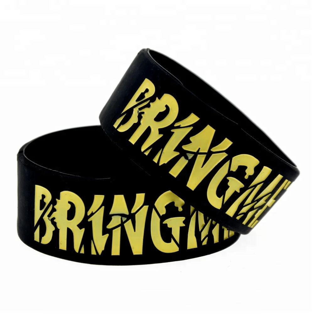 

25PCS 1 Inch Wide Bring Me The Horizon Silicone Wristband Perfect Gift for Music Fans, Black