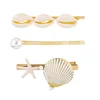 Hot Sweet Starfish Beach Style Retro Fashion Pearl Side Clips Wholesale Decorative Shell Conch Bobby Pins Set