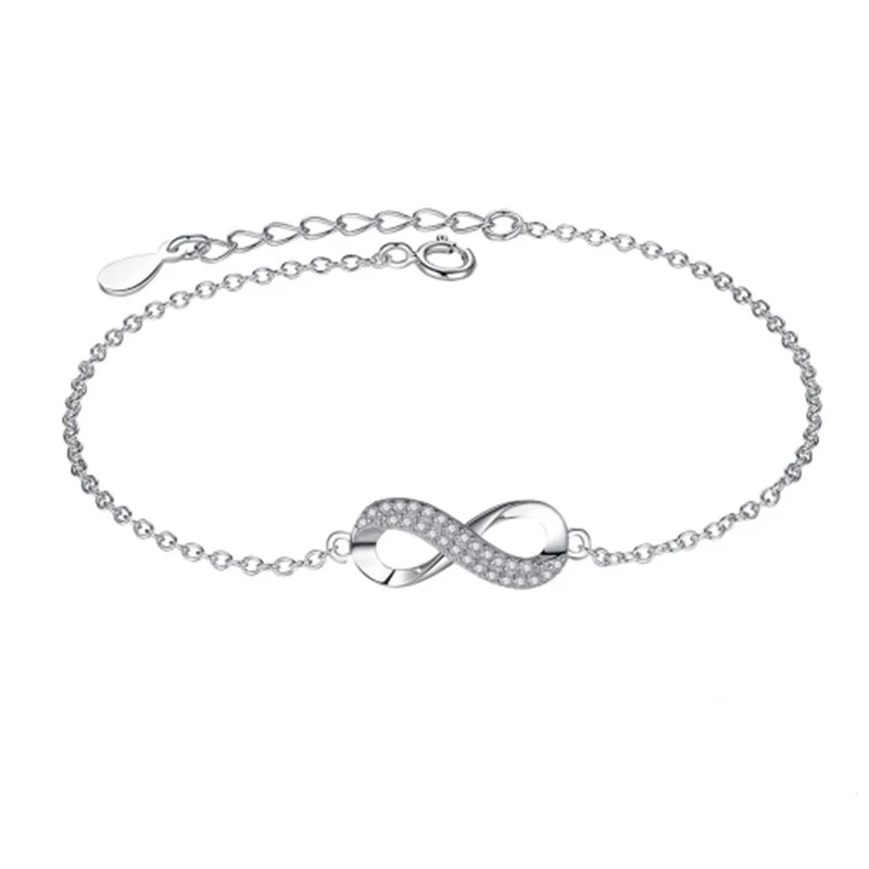 

Luxury Jewelry Original 925 Sterling Silver Infinity Friendship Bracelet For Women Crystal Rhinestone Bangle Jewelry Gift