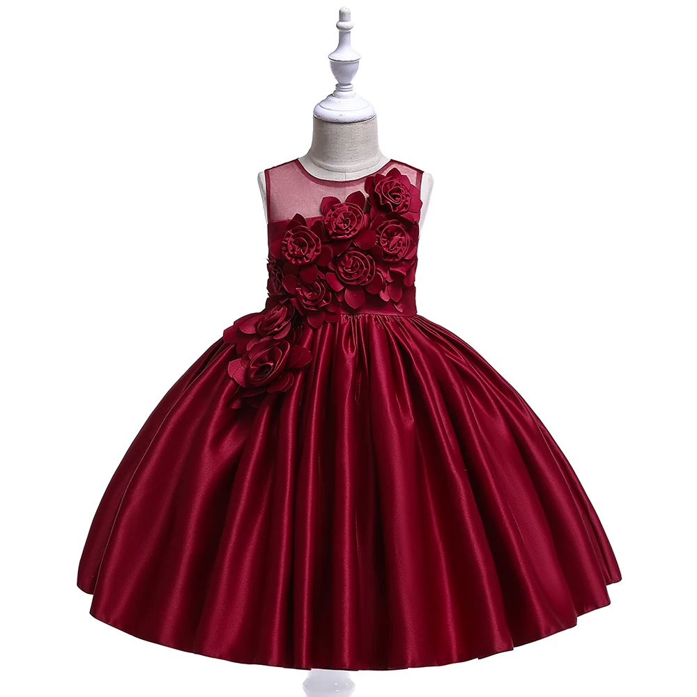 

Formal Ball Gown Party Frock Design Beautiful Wedding Festival Celebration Baby Dress Children Clothes 3-10 years L5068, Grey.wine red.champagne.pink