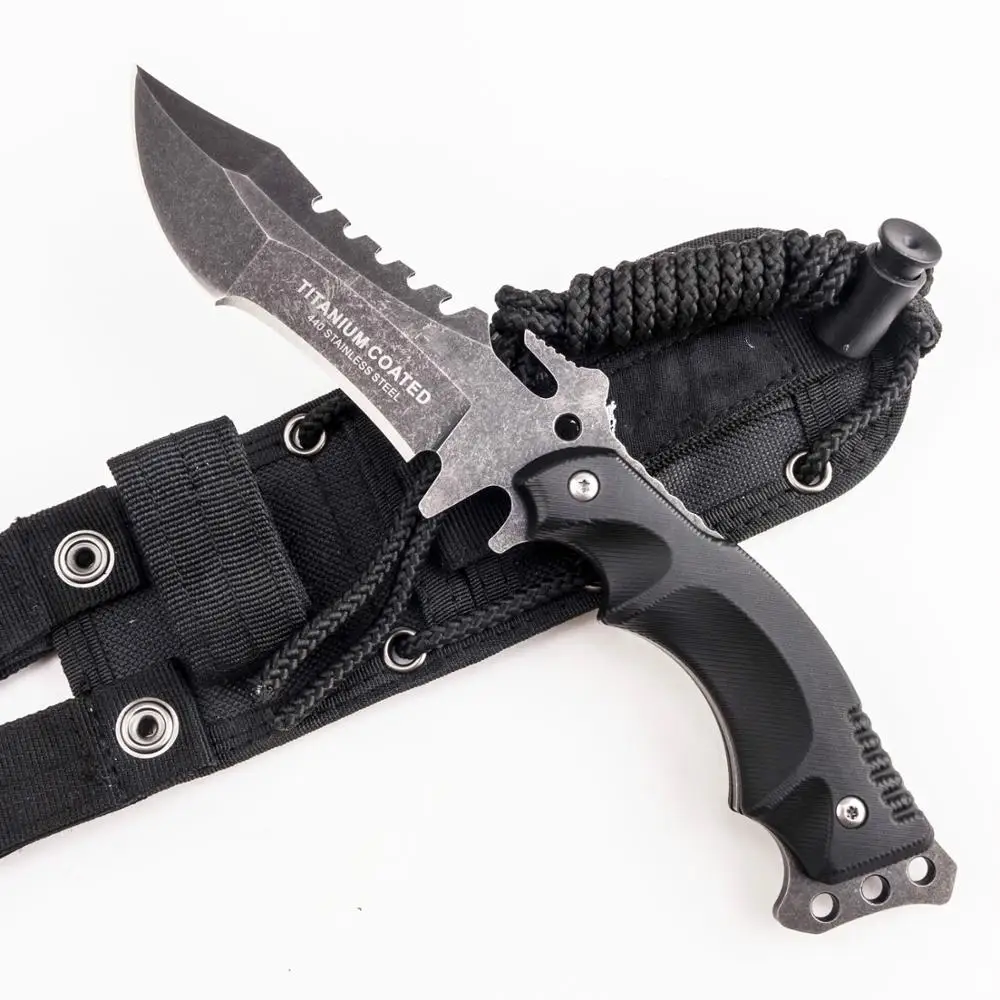 

fashion design damascus steel knife hunting with Titanium coating, Same as images