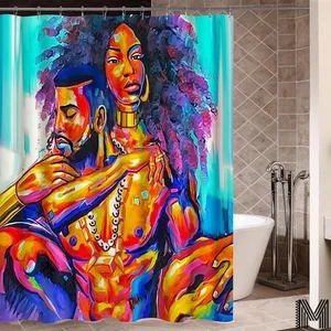 Image of Stocked Home Goods Amazon Top Sellers 2018 African Print Shower Curtain with Afro Black Girl