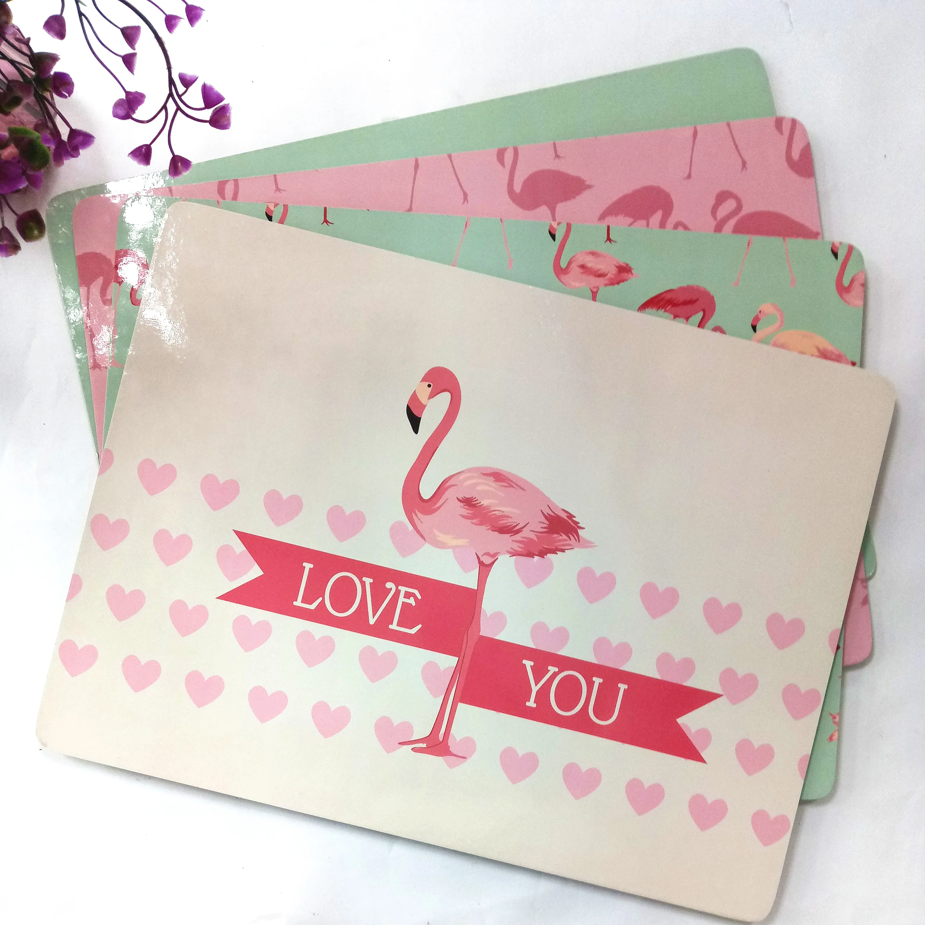 

Nice Quality America Style Waterproof Flamingo Printed Flamingo Placemats