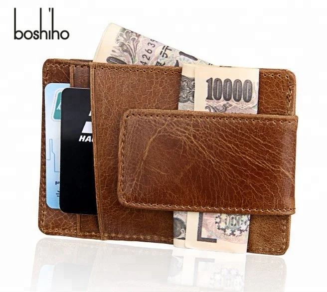 

Men Leather Slim Minimalist Money Clip RFID Wallet, Customized color