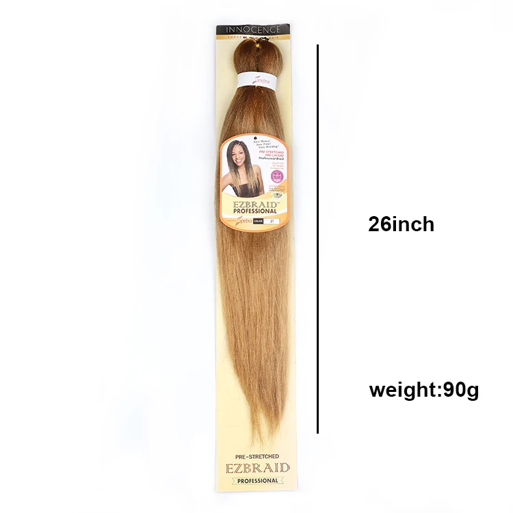 
African Fashion Hair 26 Inch Synthetic x pression Braiding Hair Extensions Pre Stretched Braiding Hair 