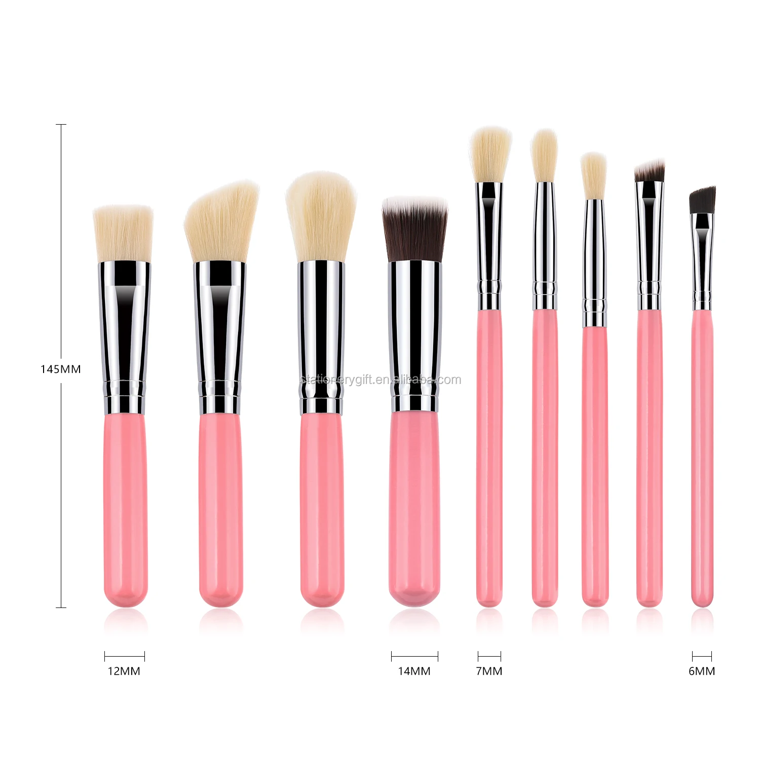 

Stock customized private label 9pcs makeup brush set pink