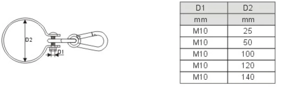 BT-2001 M10*50 MM Zinc Plated Swing Clamp Hook With Snap Hook in Carabiner Rigging Hardware for Pipe Swing Hanger