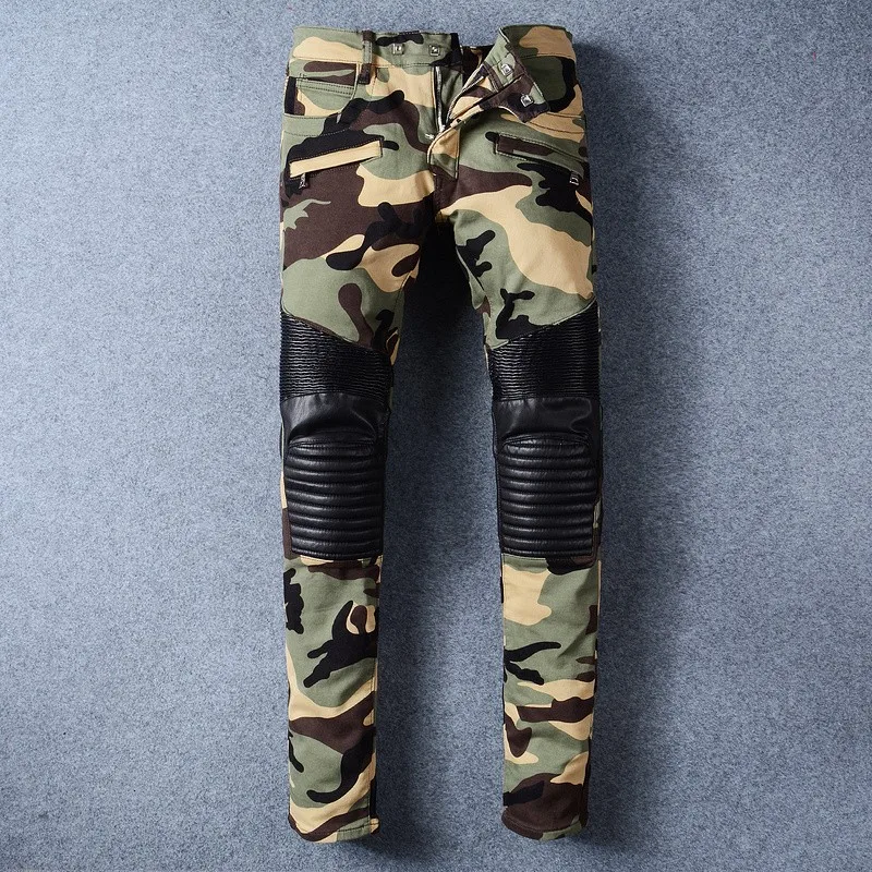 camouflage biker jeans
