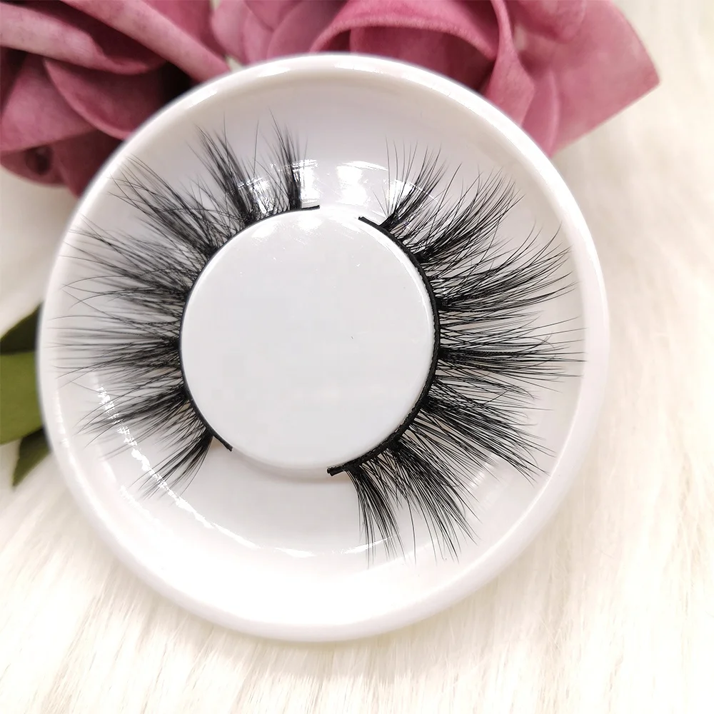 

Wholesale 5 Pairs Synthetic Mink Strip Individual Eye Lashes Private Label Silk False Eyelashes, Natural black