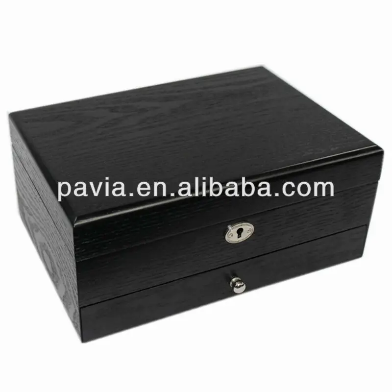 Pj816f Black Lacquer Piano Finish Wooden Box Display Box For Necklace