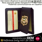 Militar emblema do metal crach&aacute; carteira de couro personalizado gravado