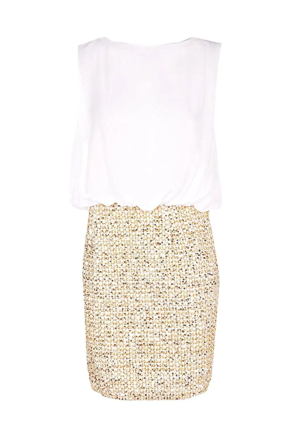 2 in 1 chiffon top sequin skirt bodycon dress