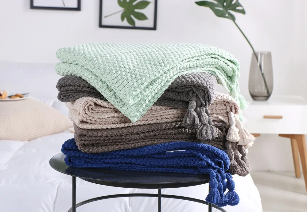 High Quality 100% Cotton Japanese Knitted Leisure Tassels Blanket - Buy ...