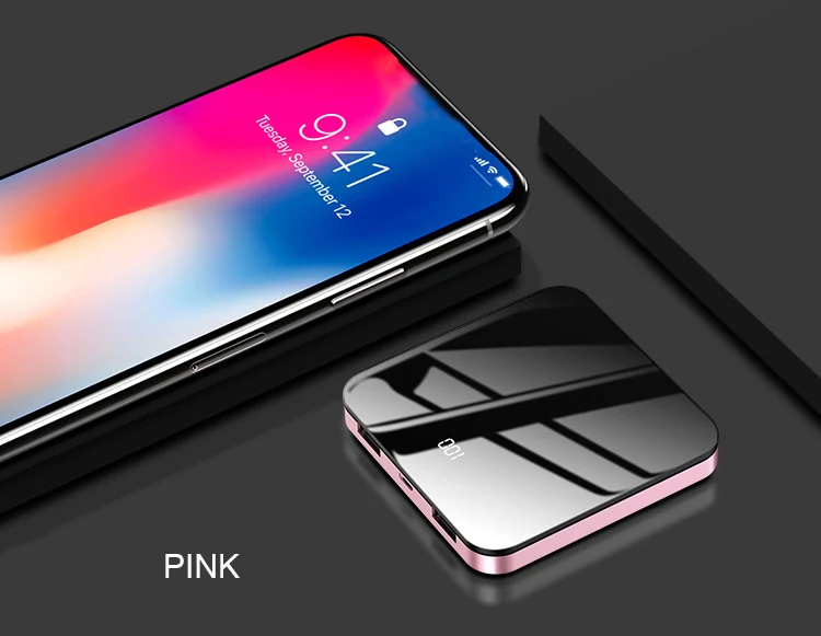 Newest Mini Full Mirror Screen Digital Display Mobile Charger power bank high capacity 10000 mAh - ANKUX.COM