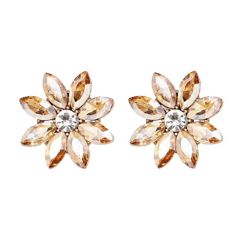 

Crystal Stud Earrings Fashion Luxury Stone Rhinestone Statement Ears Design Jewelry Big Gem Women Wedding Bridal, 5 color