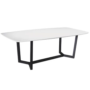 Elegante witte marmeren blad eettafel houten basis hout marmeren ... Tafel marmer blad
