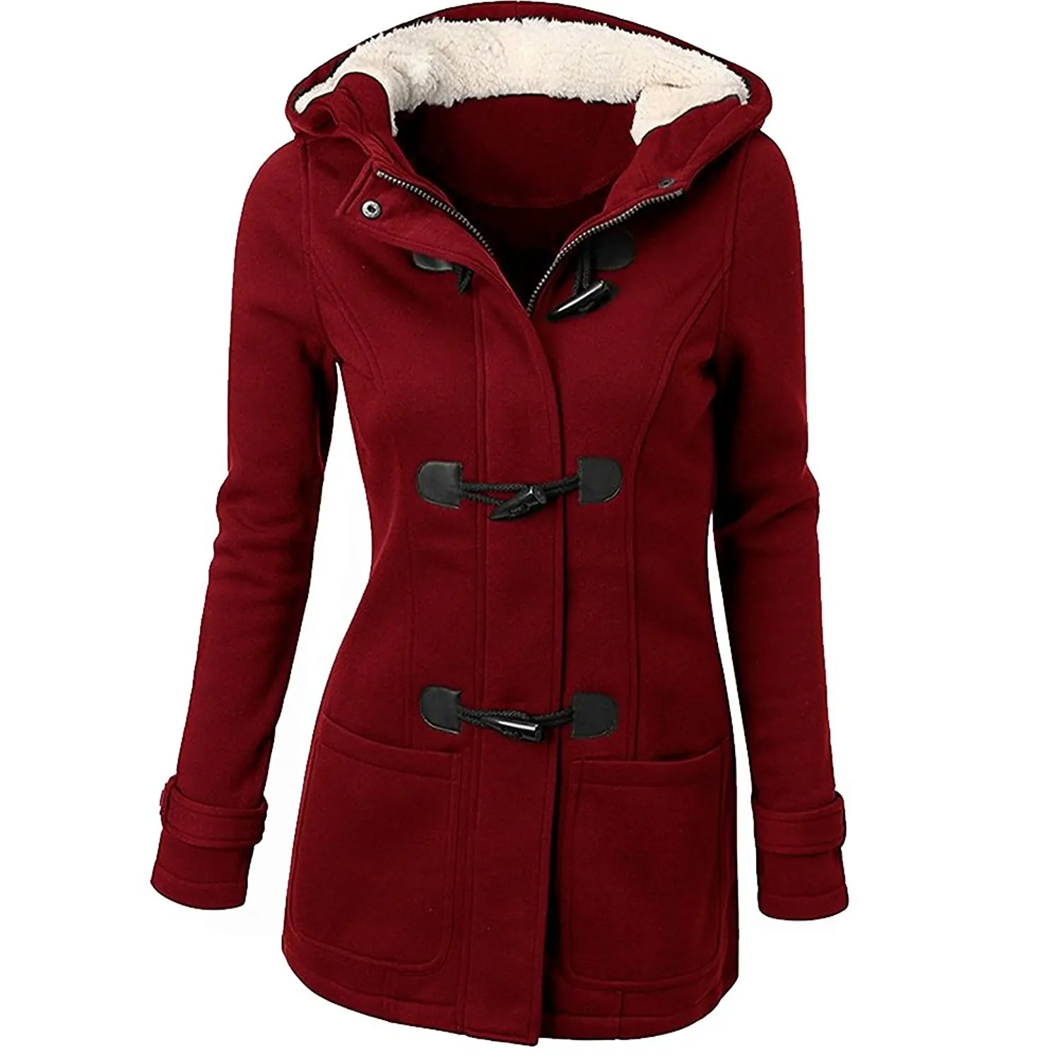 womens long duffle coat with hood