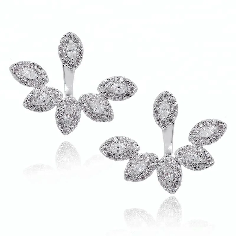 

New Arrival Arc Flower Micro Pave Mermaid Earring Jackets, Silver