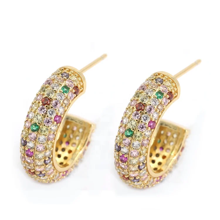 

Best-selling Lovely Hoop Kiera Big Thick Dotted Earrings Wth Colorful Cubic Zircon