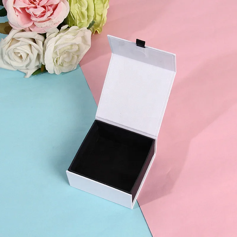 Custom White Magnetic Closure Rigid Cardboard Jewelry Hard Paper Ring ...