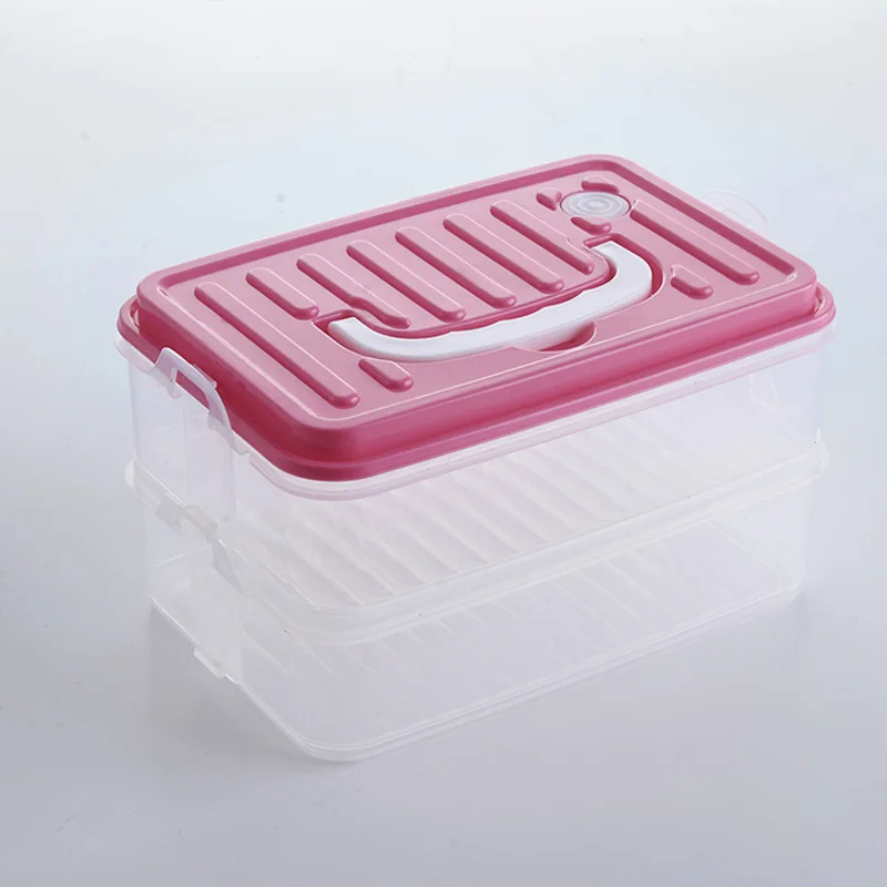 

Airtight double dry food storage plastic container compartment