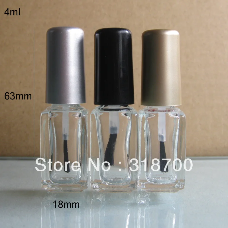 4ml 200pcs lot factory wholesale square empty nail polish bottle bottles with black gold silver lid