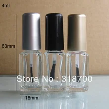 4ml 200pcs/lot factory wholesale square empty nail polish bottle bottles with black,gold,silver lid
