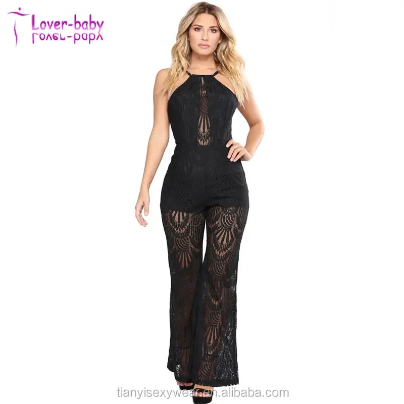 

Mesh Sexy Black Hollow Out Forest Falls Lace Jumpsuit For Adult Women, N/a